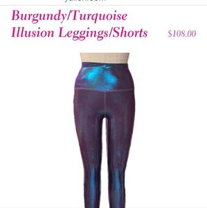 Illusion Burgundy/Turquoise High-Waist Leggings